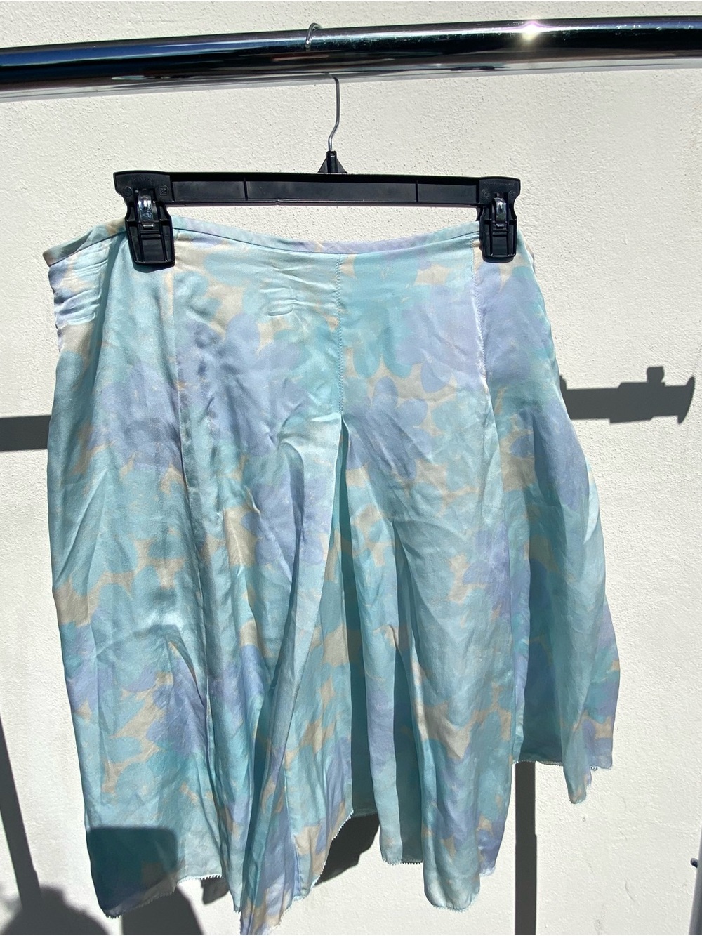 Y2K Sigrid Olsen 100% Silk Blue & Purple Abstract Floral Skirt Size 8